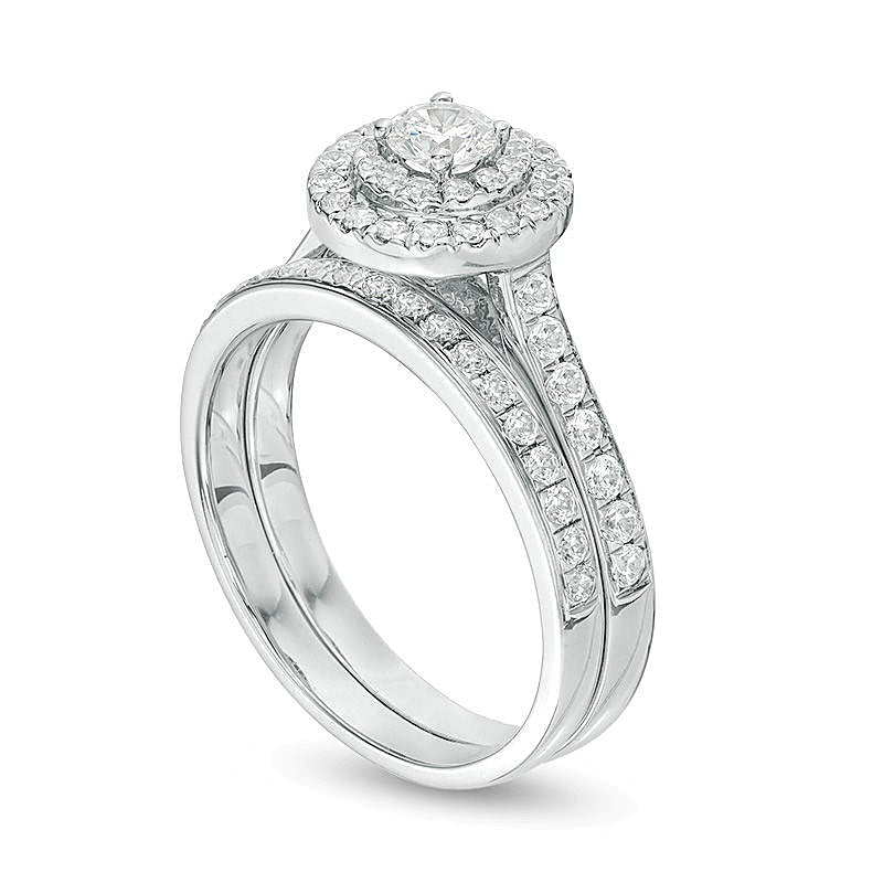 1.0 CT. TW Diamond Double Frame Bridal Set in 10K White Gold