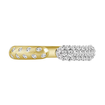 0.5 CT. TW Diamond PavÃ© and Bubbles Open Shank Ring in 10K Gold