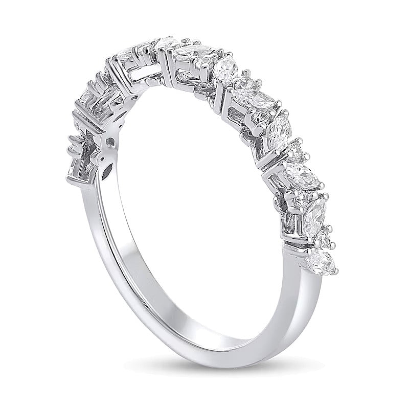0.33 CT. TW Marquise and Round Diamond Slant Alternating Stackable Band in 14K White Gold