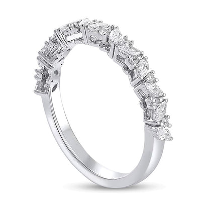 0.33 CT. TW Marquise and Round Diamond Slant Alternating Stackable Band in 14K White Gold