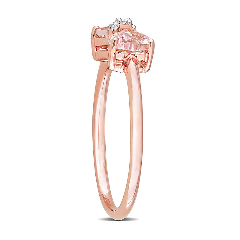 5.0mm Heart-Shaped Morganite and Diamond Accent Bow Ring in 10K Rose Gold
