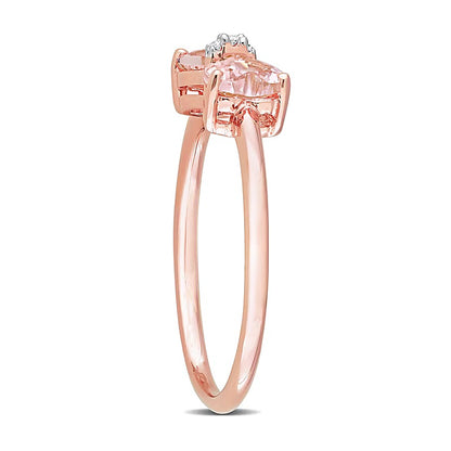 5.0mm Heart-Shaped Morganite and Diamond Accent Bow Ring in 10K Rose Gold