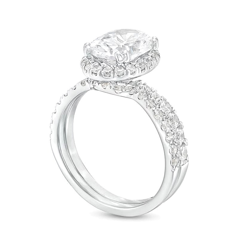 2.88 CT. TW Oval Lab-Grown Diamond Frame Bridal Set in 14K White Gold (I/SI2)