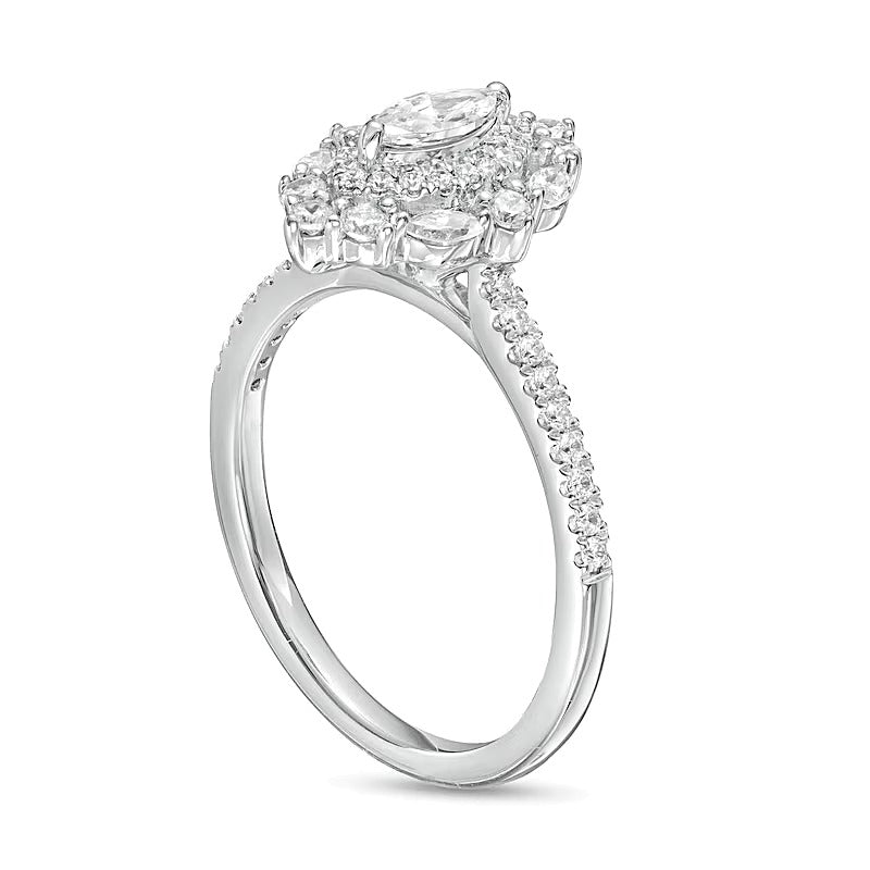 0.75 CT. TW Marquise Diamond Double Frame Engagement Ring in 14K White Gold (I/I1)