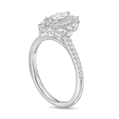 0.75 CT. TW Marquise Diamond Double Frame Engagement Ring in 14K White Gold (I/I1)