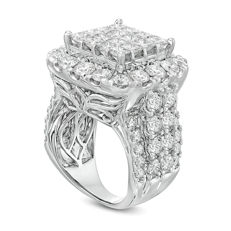 8.0 CT. TW Composite Princess-Cut Diamond Frame Multi-Row Engagement Ring in 14K White Gold