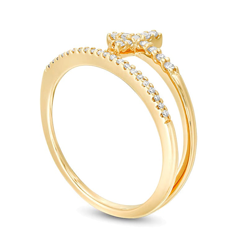 0.17 CT. TW Diamond Cross Split Shank Stacked Ring in 10K Gold