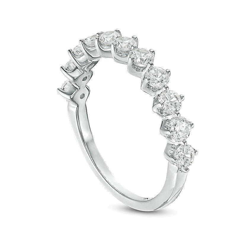 1.0 CT. TW Diamond Eleven Stone Wedding Band in 10K White Gold