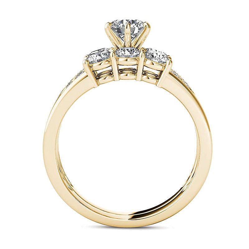 1.5 CT. TW Diamond Three Stone Bridal Set in 14K Gold