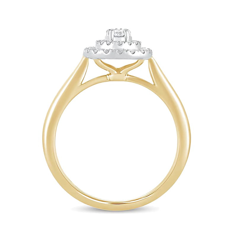 0.33 CT. TW Composite Oval Diamond Double Frame Engagement Ring in 10K Gold