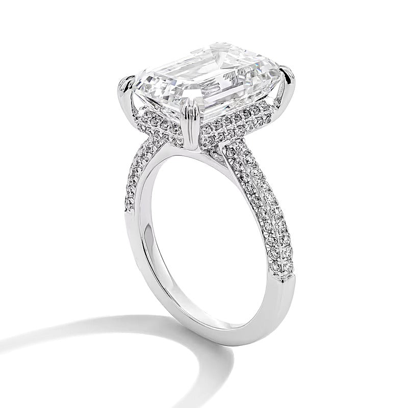8.75 CT. TW Emerald-Cut Lab-Grown Diamond Hidden Frame Engagement Ring in 14K White Gold (F/VS2)