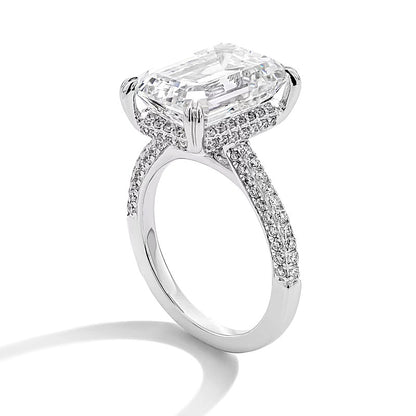 8.75 CT. TW Emerald-Cut Lab-Grown Diamond Hidden Frame Engagement Ring in 14K White Gold (F/VS2)