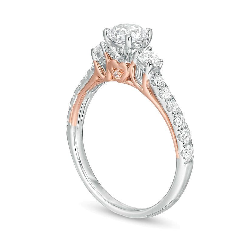 1.0 CT. TW Diamond Three Stone Engagement Ring in 10K Two-Tone Gold