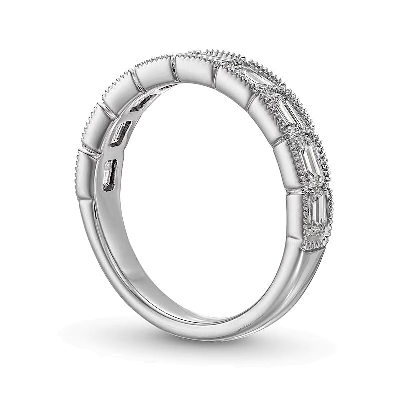 1.38 CT. TW Emerald-Cut Lab-Grown Diamond Vintage-Style Anniversary Band in 14K White Gold (F/VS2)