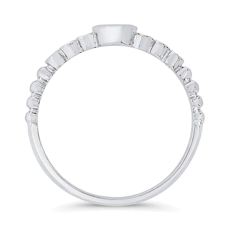 0.1 CT. TW Diamond Bezel Seven-Stone Promise Ring in 10K White Gold