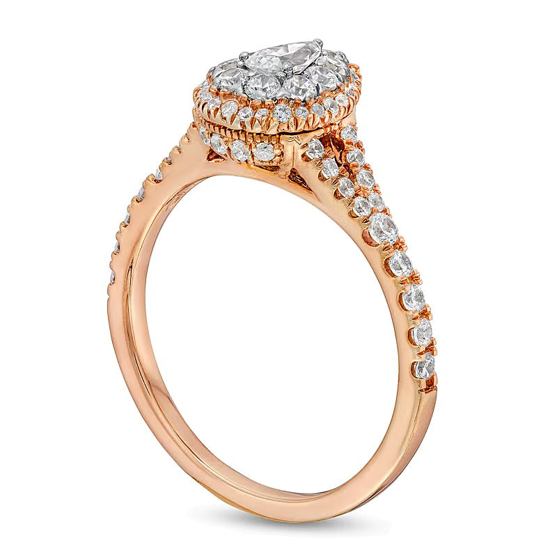 0.75 CT. TW Pear Multi-Diamond Split Shank Engagement Ring in 10K Rose Gold