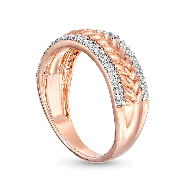 0.33 CT. TW Diamond Edge Herringbone Band in 10K Rose Gold