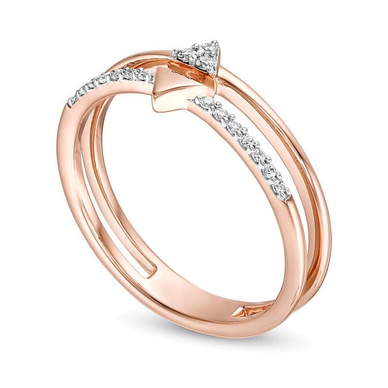 0.07 CT. TW Diamond Double Triangle Split Shank Ring in 10K Rose Gold