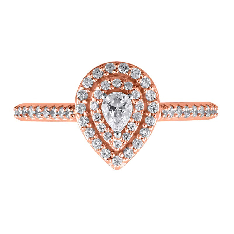 0.5 CT. TW Pear-Shaped Diamond Double Frame Engagement Ring in 10K Rose Gold