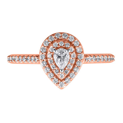 0.5 CT. TW Pear-Shaped Diamond Double Frame Engagement Ring in 10K Rose Gold