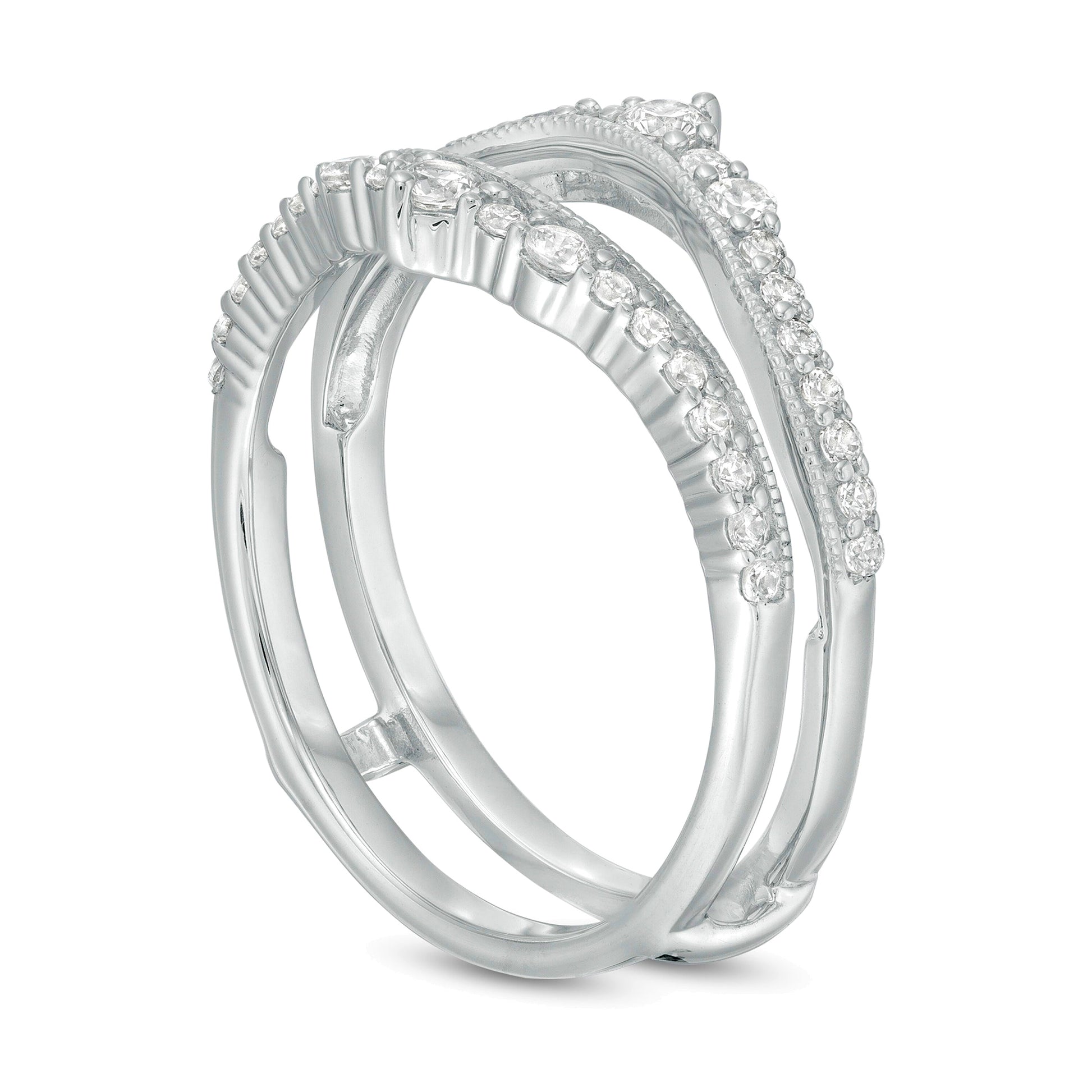 0.5 CT. TW Diamond Crown Vintage-Style Solitaire Enhancer in 10K White Gold