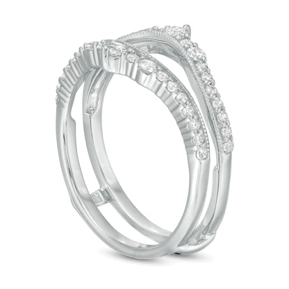 0.5 CT. TW Diamond Crown Vintage-Style Solitaire Enhancer in 10K White Gold