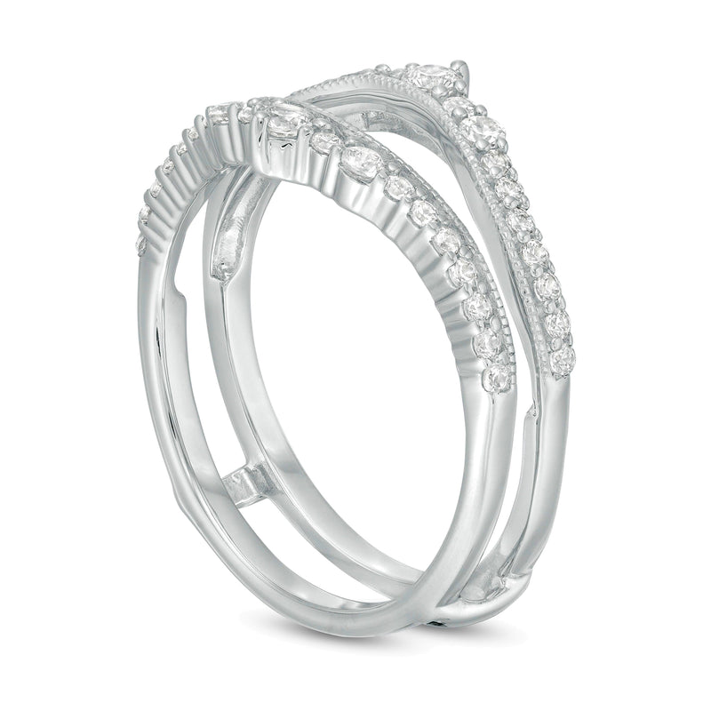 0.5 CT. TW Diamond Crown Vintage-Style Solitaire Enhancer in 10K White Gold
