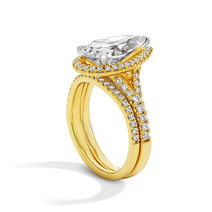 4.75 CT. TW Pear-Shaped Lab-Grown Diamond Frame Bridal Set in 14K Gold (F/VS2)