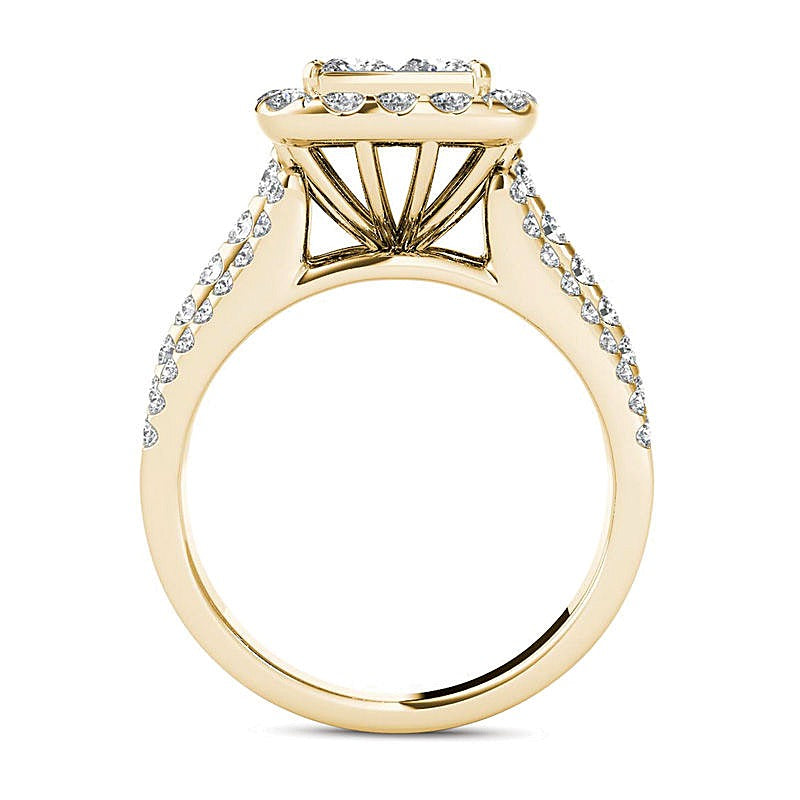 2.0 CT. TW Quad Princess-Cut Multi-Diamond Frame Engagement Ring in 14K Gold