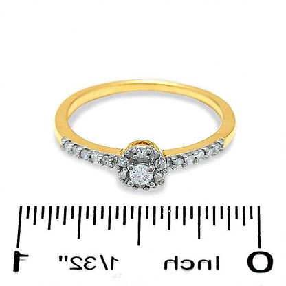 0.13 CT. TW Diamond Round Bezel Promise Ring in 10K Gold