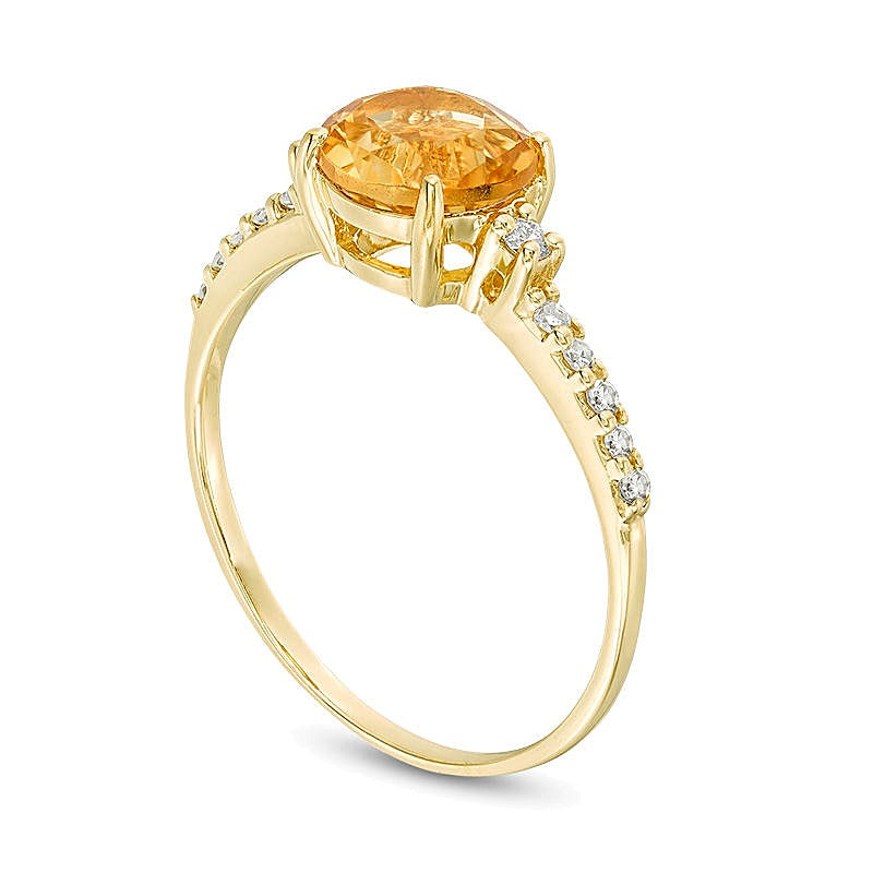7.0mm Citrine and 0.13 CT. TW Diamond Engagement Ring in 10K Gold