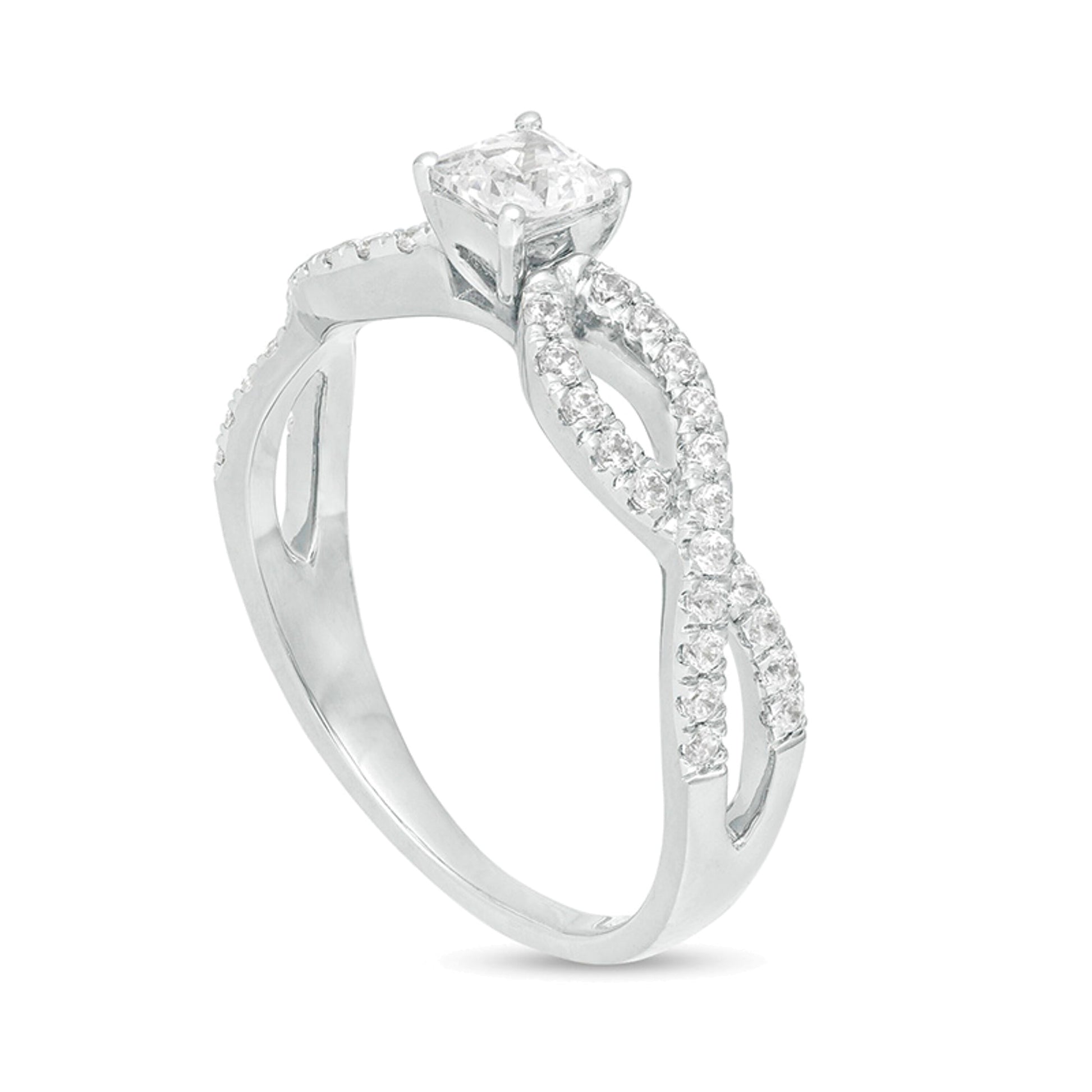 0.5 CT. TW Princess-Cut Diamond Infinity Twist Shank Engagement Ring in 10K White Gold