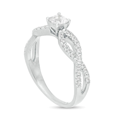0.5 CT. TW Princess-Cut Diamond Infinity Twist Shank Engagement Ring in 10K White Gold