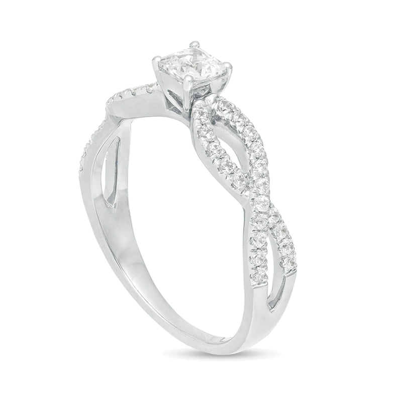 0.5 CT. TW Princess-Cut Diamond Infinity Twist Shank Engagement Ring in 10K White Gold