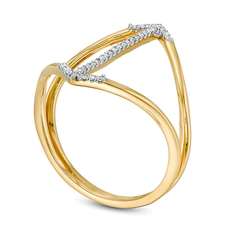 0.1 CT. TW Diamond Double Arrow Split Shank Ring in 10K Gold