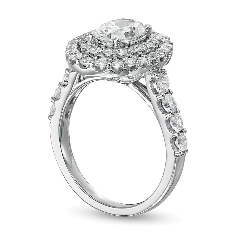 2.75 CT. TW Lab-Grown Oval Diamond Double Frame Engagement Ring in 14K White Gold (F/VS2)