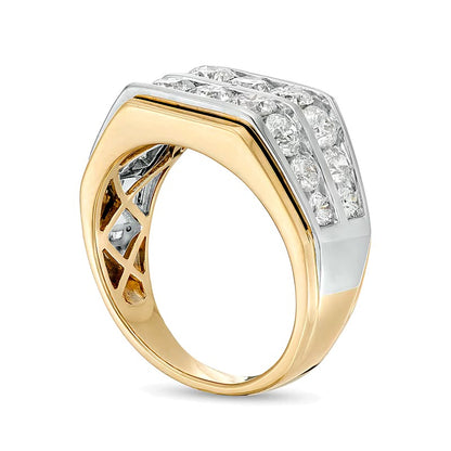 3.0 CT. TW Diamond Double Row Band in 10K Two-Tone Gold