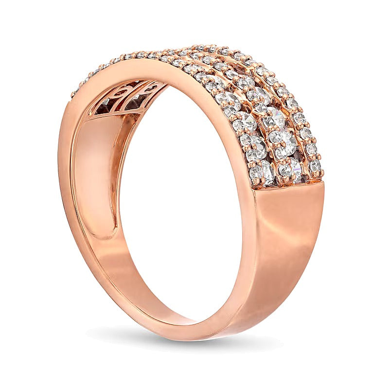 0.75 CT. TW Diamond Multi-Row Band in 10K Rose Gold