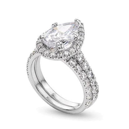 4.5 CT. TW Pear-Shaped Lab-Grown Diamond Frame Bridal Set in 14K White Gold (I/SI2)
