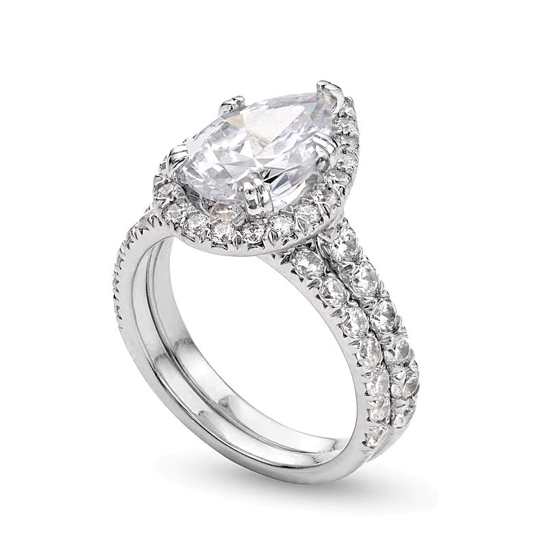4.5 CT. TW Pear-Shaped Lab-Grown Diamond Frame Bridal Set in 14K White Gold (I/SI2)