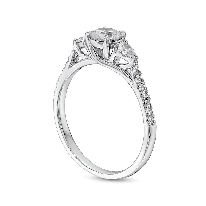 0.75 CT. TW Multi-Diamond Three Stone Engagement Ring in 10K White Gold