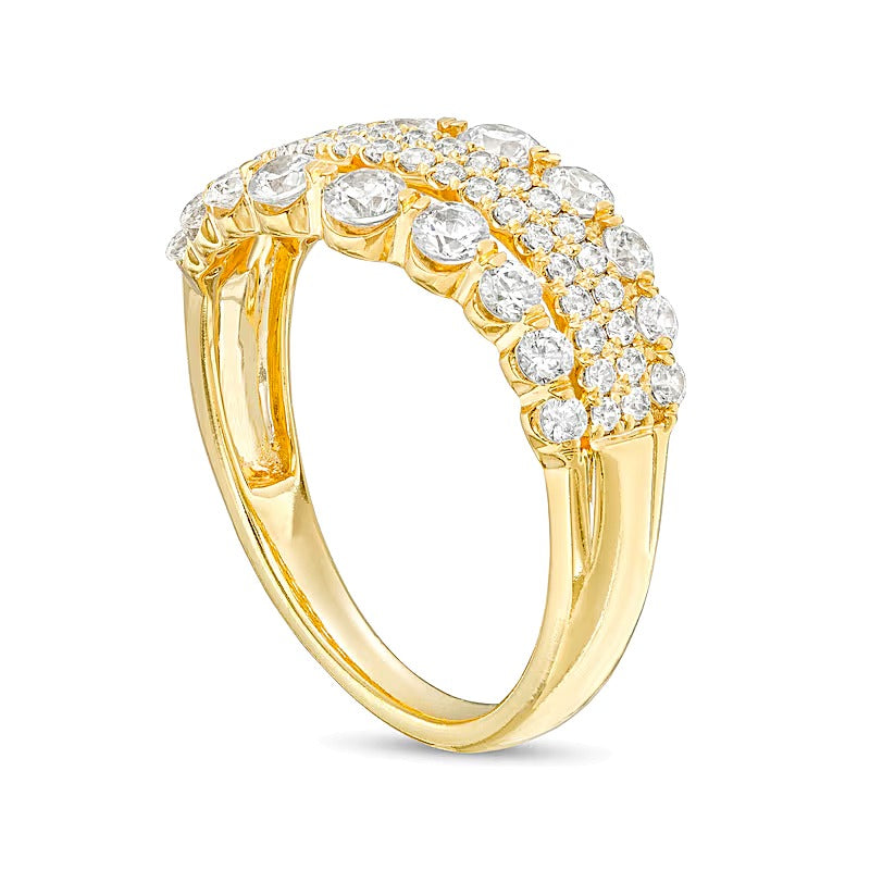 1.0 CT. TW Diamond Four Row Wave Ring in 10K Gold