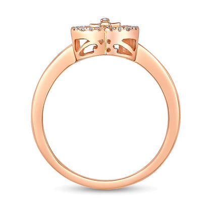 0.07 CT. TW Diamond Heart with Cross Bypass Ring in Sterling Silver with 18K Rose Gold Plate