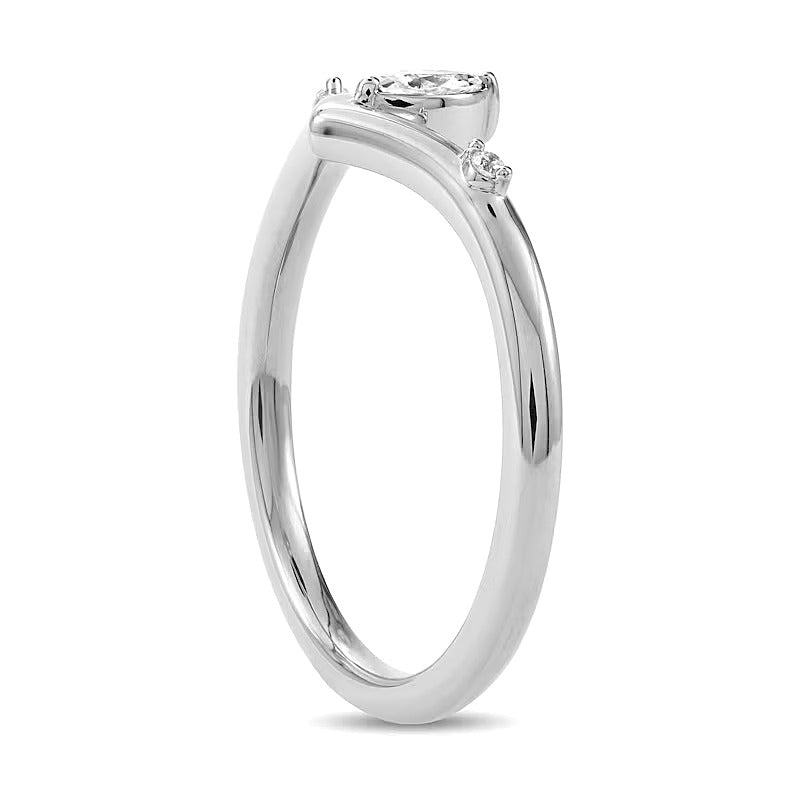 0.13 CT. TW Marquise-Cut Diamond Chevron Ring in 10K White Gold