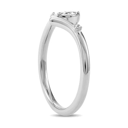 0.13 CT. TW Marquise-Cut Diamond Chevron Ring in 10K White Gold