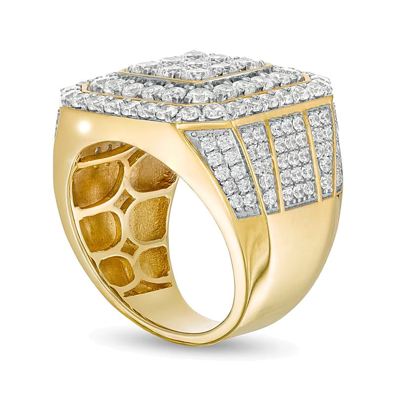 5.0 CT. TW Square Multi-Diamond Double Frame Signet Ring in 10K Gold