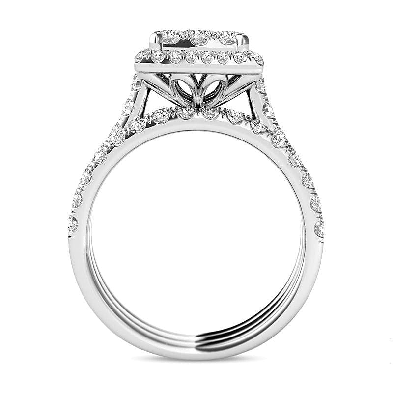 2.0 CT. TW Composite Diamond Square Frame Three Piece Bridal Set in 14K White Gold
