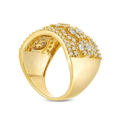 1.5 CT. TW Oval Multi-Diamond Edge Wide Band in 10K Gold