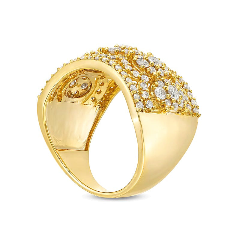 1.5 CT. TW Oval Multi-Diamond Edge Wide Band in 10K Gold