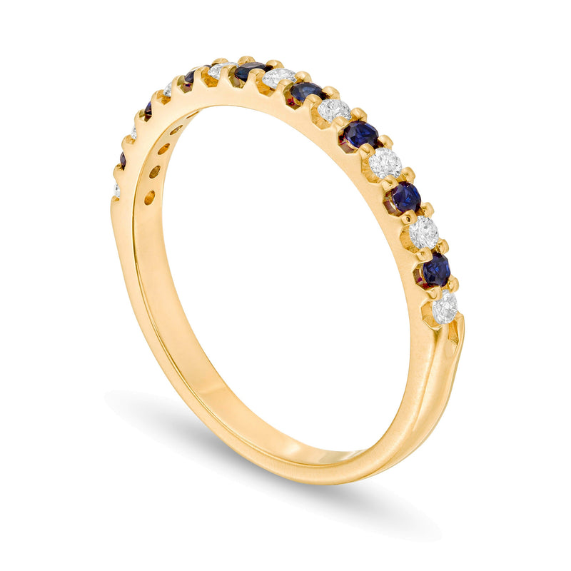 Blue Sapphire and 0.13 CT. TW Diamond Stackable Band in 14K Gold